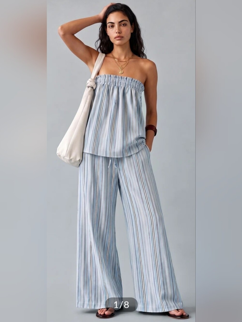 Commense SEALED! NWT! Striped Tube Top & Drawstring Set in Blue. Sz Sm. R2S!